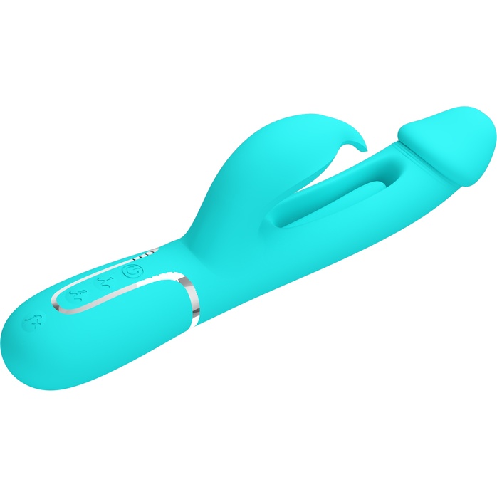 Аквамариновый вибратор-кролик с функцией фингеринга Kampas - 23,2 см - Pretty Love. Фотография 6.