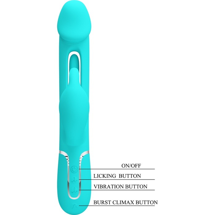 Аквамариновый вибратор-кролик с функцией фингеринга Kampas - 23,2 см - Pretty Love. Фотография 9.