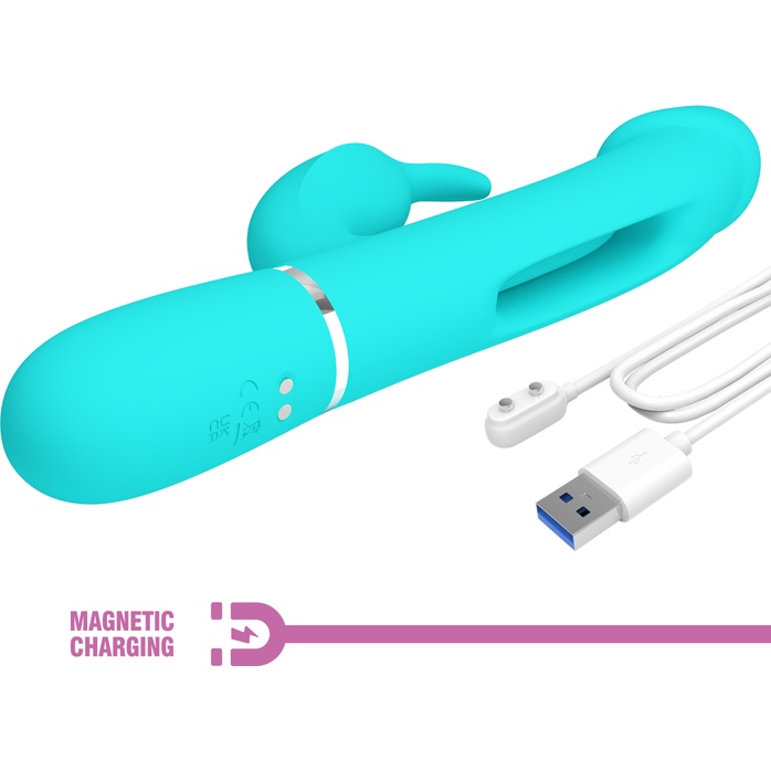 Аквамариновый вибратор-кролик с функцией фингеринга Kampas - 23,2 см - Pretty Love. Фотография 10.