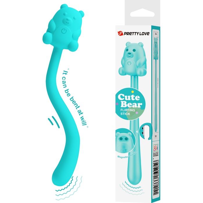 Аквамариновый универсальный гибкий вибратор - 13,3 см - Pretty Love