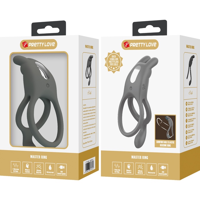 Серое эрекционное виброкольцо Dwayne - Pretty Love. Фотография 10.