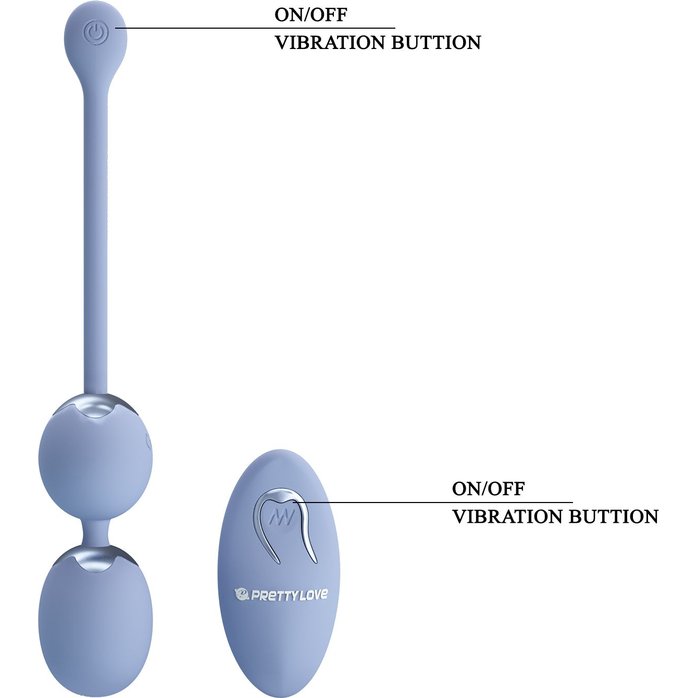 Голубые вагинальные шарики Willie с вибрацией и пультом ДУ - Pretty Love. Фотография 7.
