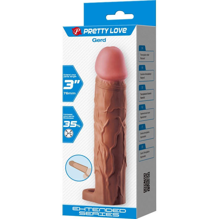 Коричневая насадка на пенис Gerd - 19,5 см - Pretty Love. Фотография 9.