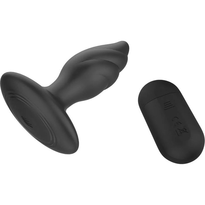Черная анальная вибропробка Angelina Remote Rotating Plug - 14 см - Dark Desires. Фотография 3.