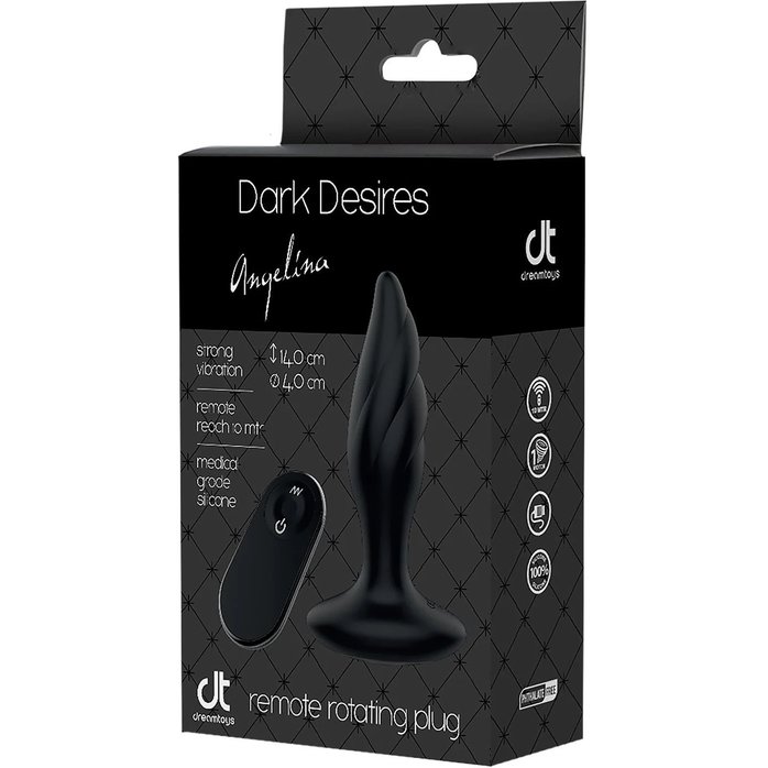 Черная анальная вибропробка Angelina Remote Rotating Plug - 14 см - Dark Desires. Фотография 5.