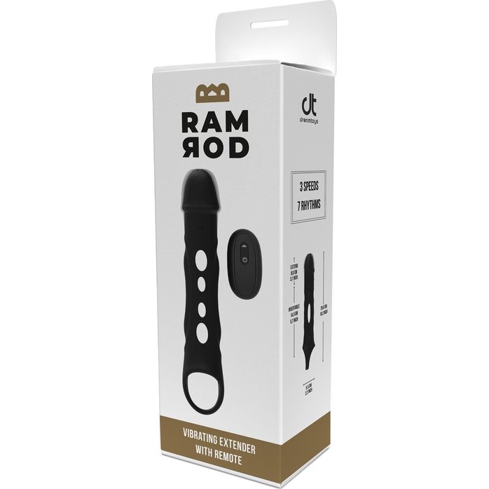 Черная насадка-удлинитель Vibrating Extender With Remote с вибрацией - Ramrod. Фотография 5.