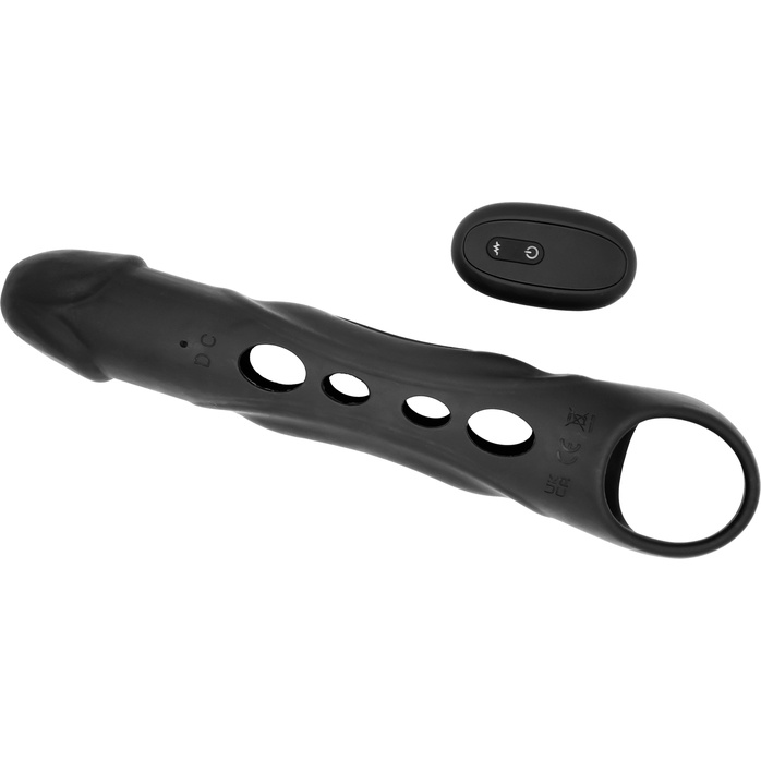 Черная насадка-удлинитель Vibrating Extender With Remote с вибрацией - Ramrod. Фотография 6.