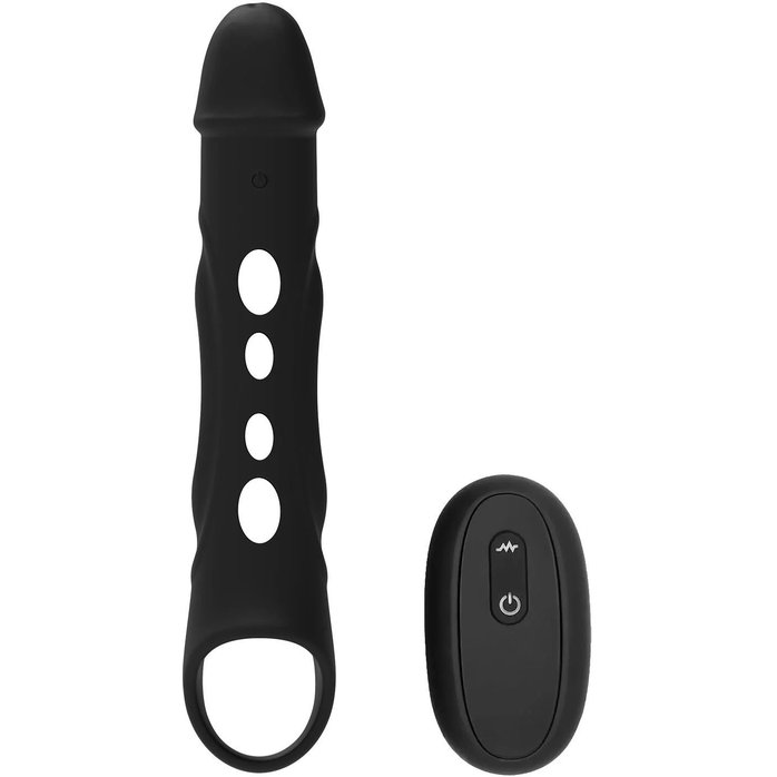 Черная насадка-удлинитель Vibrating Extender With Remote с вибрацией - Ramrod
