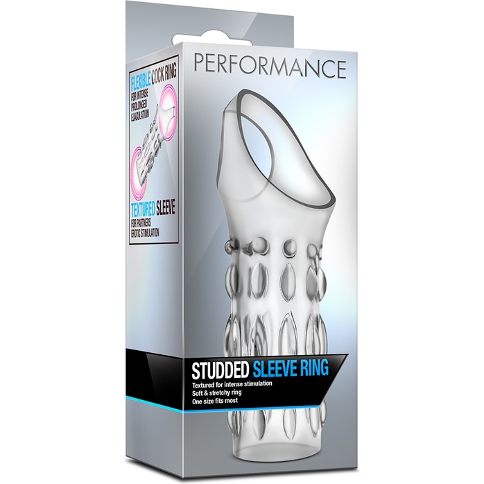 Прозрачная насадка на пенис Stretchy Studded Penis Sleeve Ring - Performance. Фотография 3.