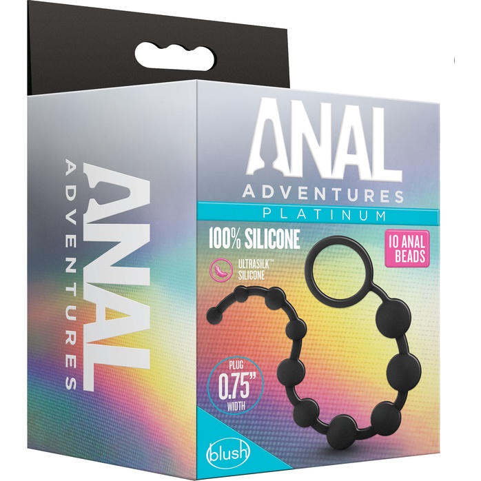 Черная анальная цепочка 10 Anal Beads - 31,8 см - Anal Adventures Platinum. Фотография 4.