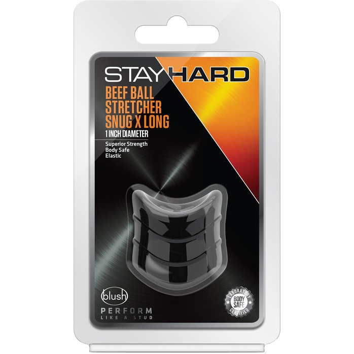 Черное эрекционное кольцо на мошонку Beef Ball Stretcher Snug X Long - Stay Hard. Фотография 2.
