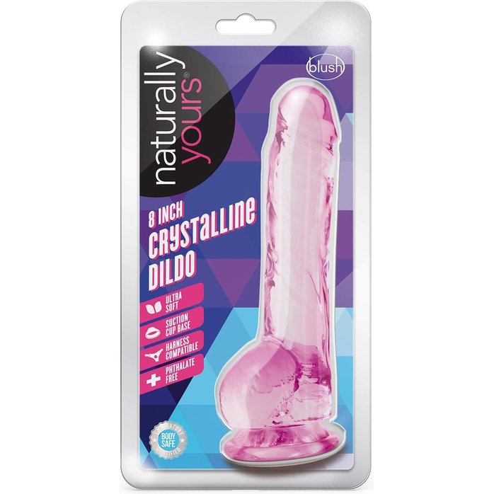 Розовый фаллоимитатор 8 Inch Crystalline Dildo - 19,5 см - Naturally Yours. Фотография 2.