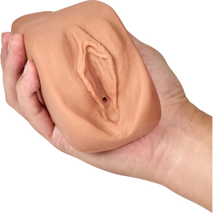 Мастурбатор-вагина с вибрацией Soft Wet Renata Realistic Tan Masturbator - M for Men. Фотография 3.