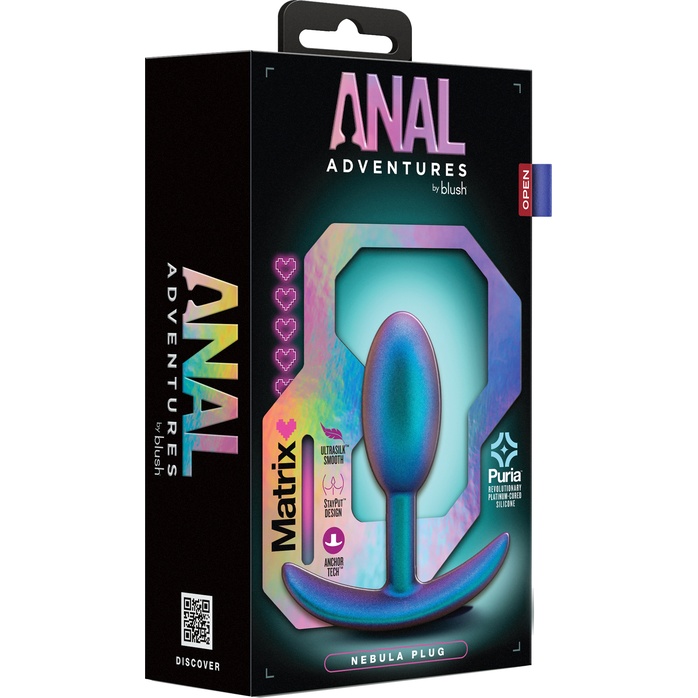 Синяя анальная пробка со смещенным центром тяжести The Nebula Plug - 9 см - Anal Adventures. Фотография 2.