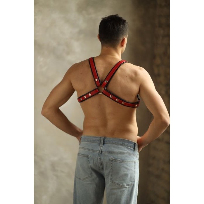 Черно-красная мужская портупея Black-Red. Фотография 2.