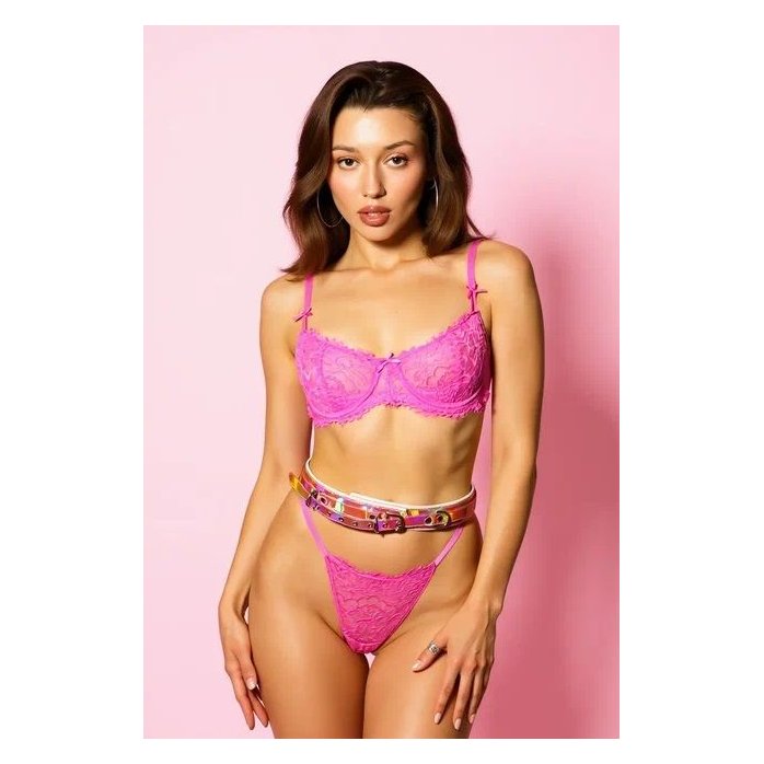 Эффектный розовый пояс из голографической эко-кожи