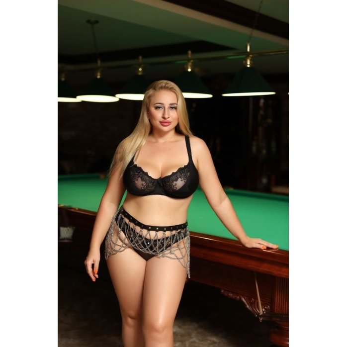 Черно-серебристый пояс-юбочка plus size Efra. Фотография 3.