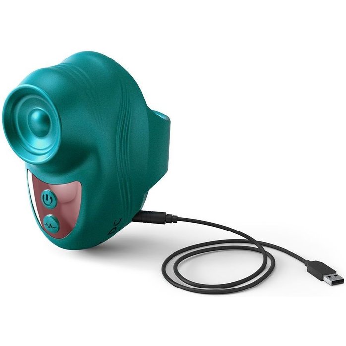 Зеленый клиторальный стимулятор на палец Kisscool. Фотография 2.