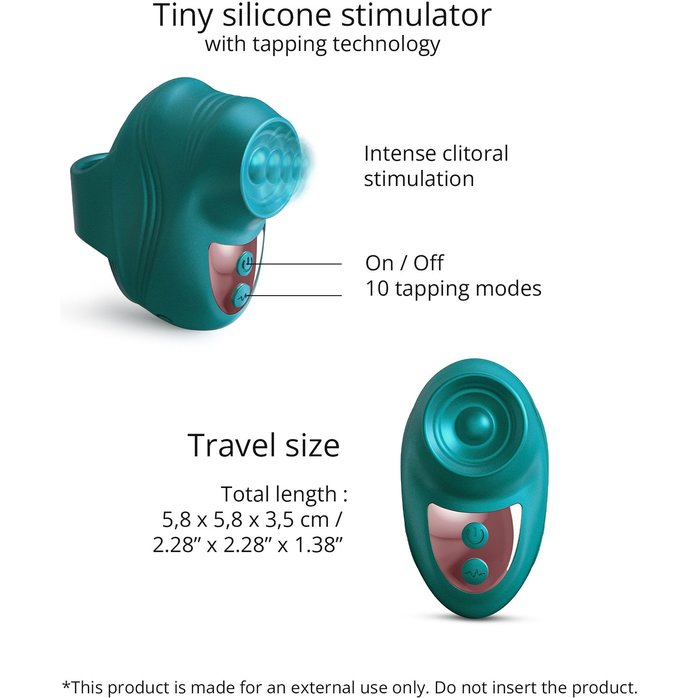 Зеленый клиторальный стимулятор на палец Kisscool. Фотография 3.