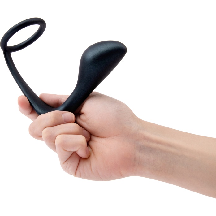 Черное эрекционное кольцо со стимулятором простаты Ringer Cock Ring Plug. Фотография 7.