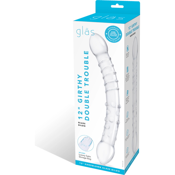 Двусторонний стеклянный фаллоимитатор 12’’ Girthy Double Trouble Glass Dildo - 30 см. Фотография 7.