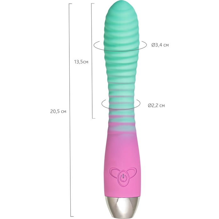 Мятно-розовый вибратор с изогнутой головкой Azalia - 20,5 см - Flovetta. Фотография 4.