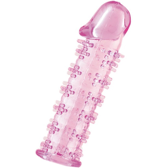 Розовая насадка на пенис с шипами - 12,5 см. Фотография 2.