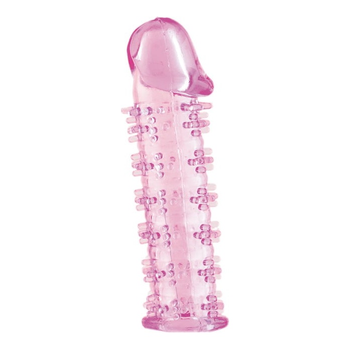 Розовая насадка на пенис с шипами - 12,5 см