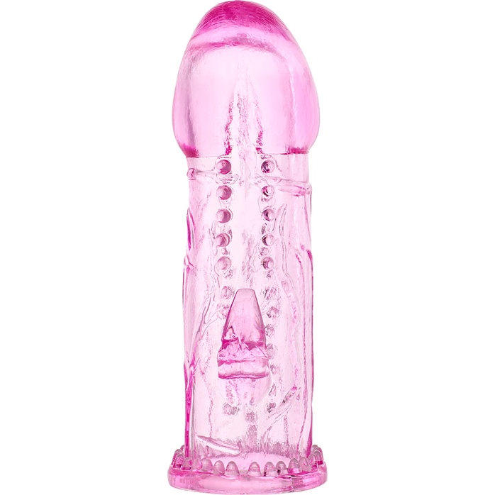 Розовая насадка на пенис с шипиками и коготком - 13,5 см. Фотография 5.