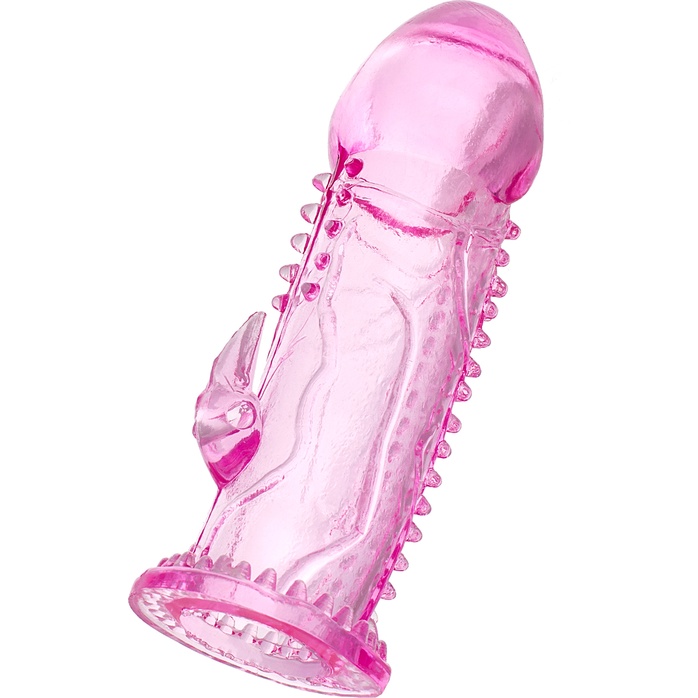 Розовая насадка на пенис с шипиками и коготком - 13,5 см