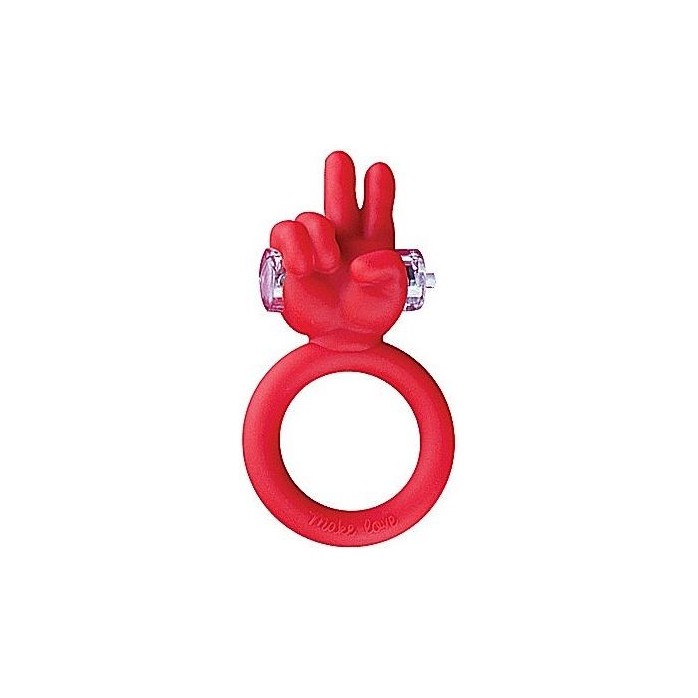 Красное виброкольцо Make Love с ладошкой - S-line
