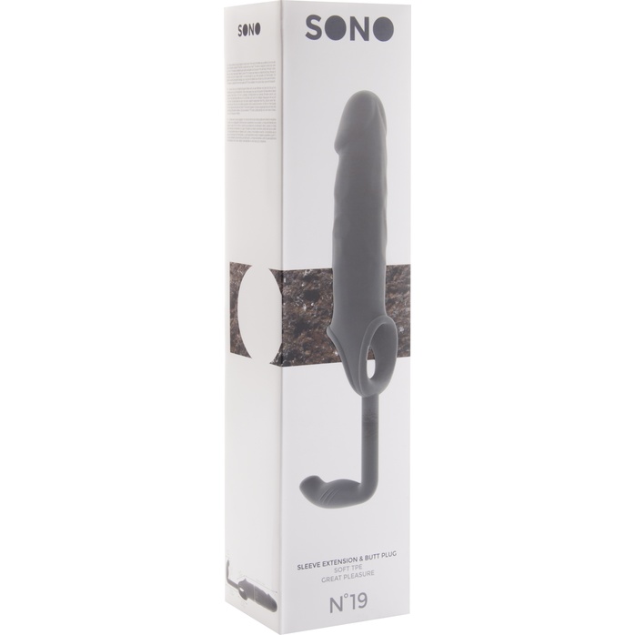 Серая насадка на пенис с анальным стимулятором SONO №19 - Sono. Фотография 2.