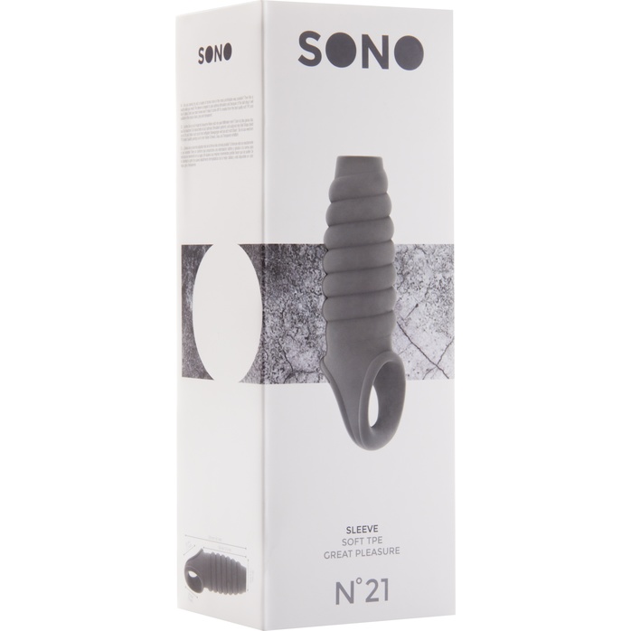 Серая насадка на пенис серая SONO №21 с открытой головкой - Sono. Фотография 2.