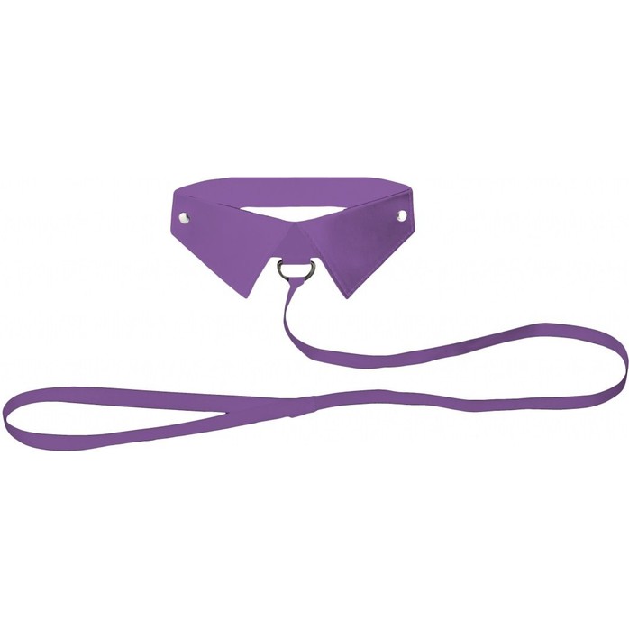Фиолетовый кожаный воротник с поводком Purple OUCH! - GC   
