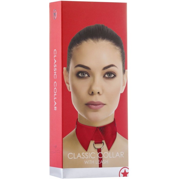 Красный кожаный воротник с поводком Red OUCH! - Ouch!. Фотография 2.