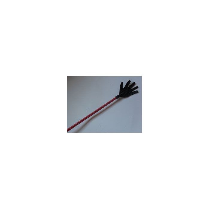 Короткий красный плетеный стек с наконечником-ладошкой - 70 см