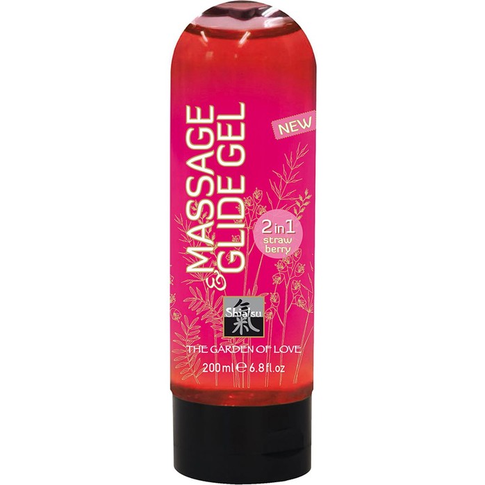 Массажное масло и лубрикант Massage Glide Gel с клубничным ароматом - 200 мл
