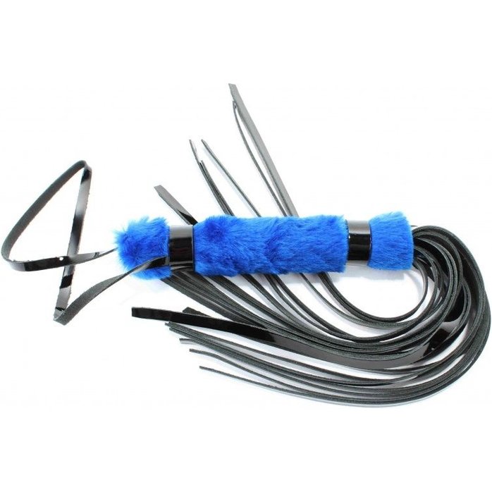 Плеть из лака с синим мехом BDSM Light - 43 см - BDSM Light