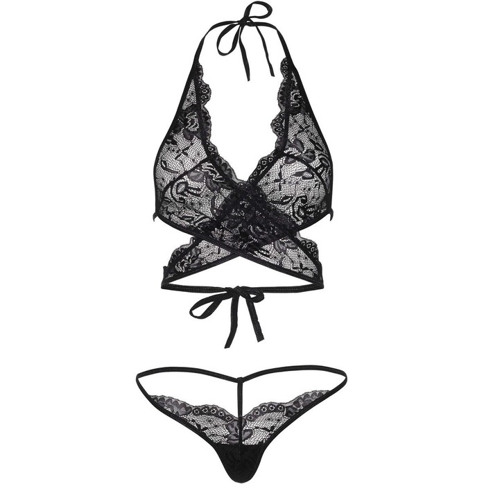 Кружевной комплект LACE WRAP AROUND TOP STRING: топ и стринги. Фотография 3.