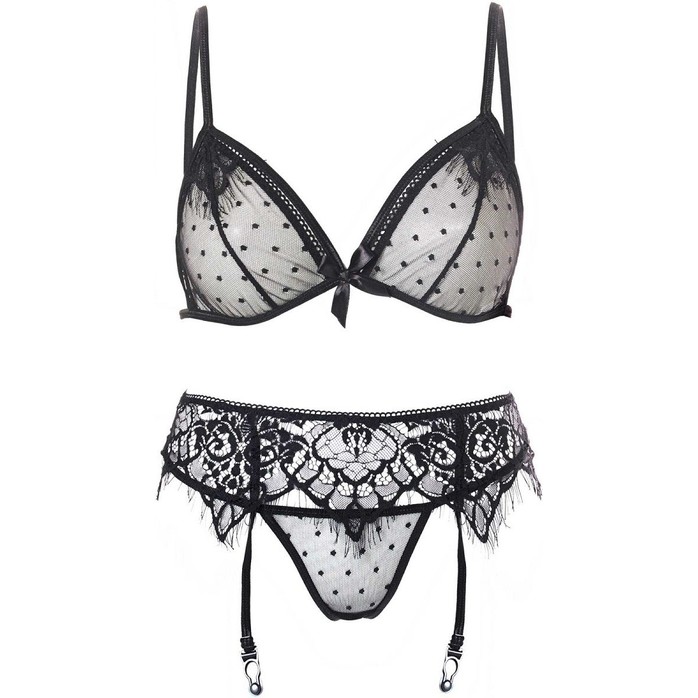 Комплект белья STRAPPY BRA GARTER SET из 3 предметов. Фотография 3.