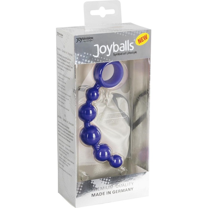 Малая анальная цепочка Joyballs Wave синего цвета - 17,5 см. Фотография 2.