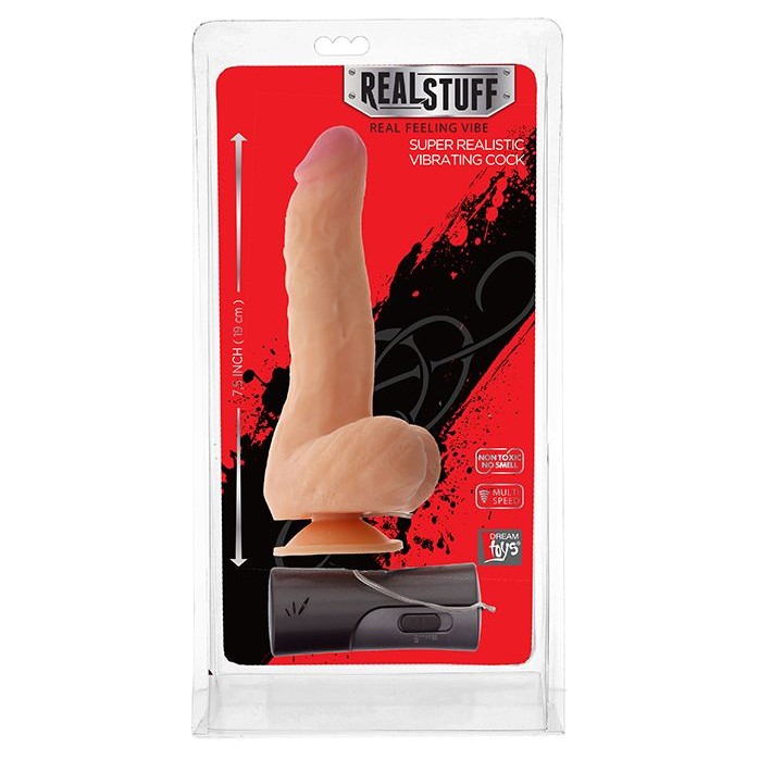 Реалистичный вибромассажёр REALSTUFF 7.5INCH VIBRATOR - 19 см - RealStuff. Фотография 2.