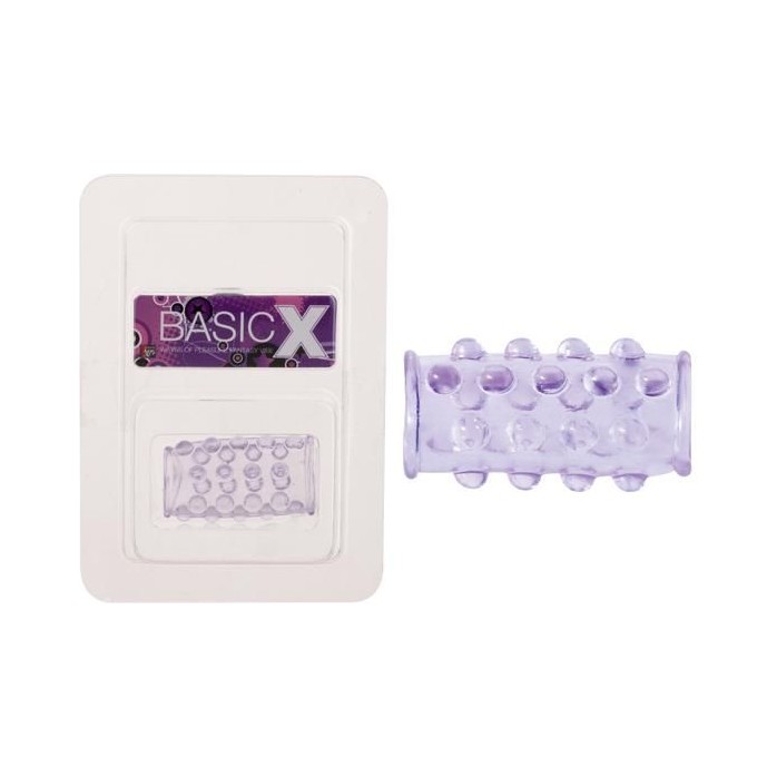 Фиолетовая насадка на пенис с пупырышками BASICX TPR SLEEVE PURPLE 0.7INCH - BasicX. Фотография 2.