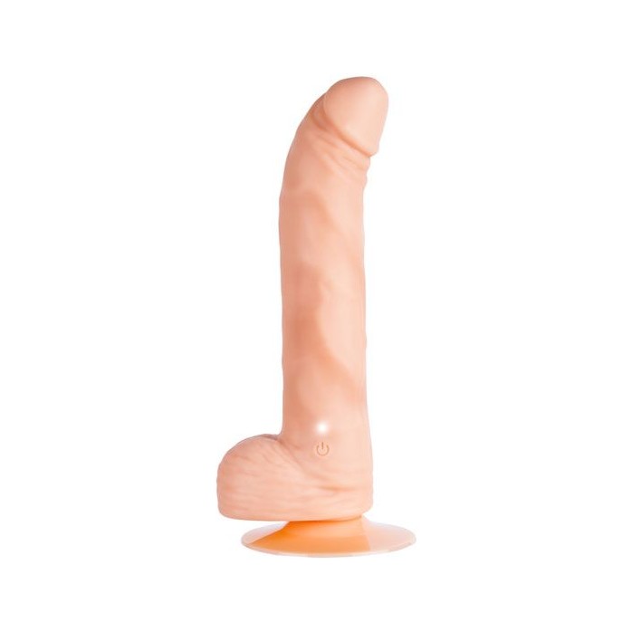 Телесный вибратор из силикона с кнопкой в основании ствола PURRFECT SILICONE DELUXE ONE TOUCH 8INCH - 20 см - Purrfect Silicone