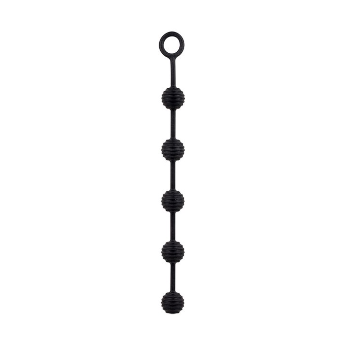 Чёрная анальная цепочка DELIGHT THROB ANAL STRIPPED BEADS BLACK - 25 см