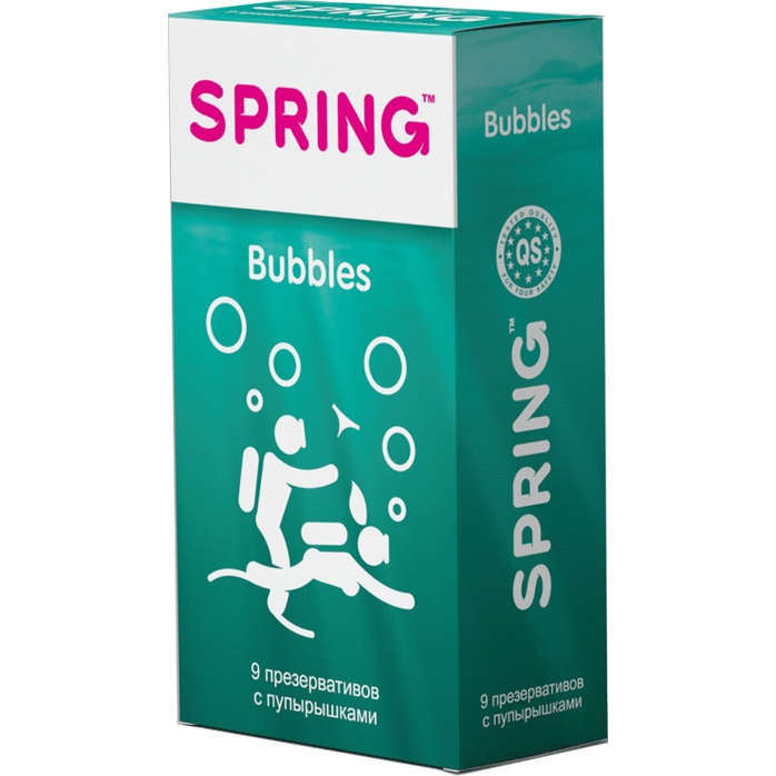 Презервативы SPRING BUBBLES с пупырышками - 9 шт