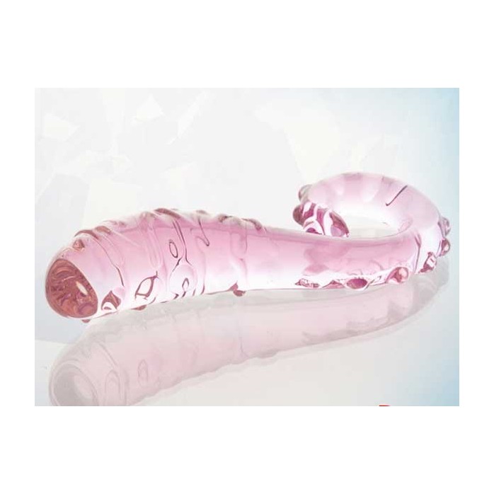 Розовый анальный стимулятор с шишечками по всей длине и закрученной ручкой - 15,5 см