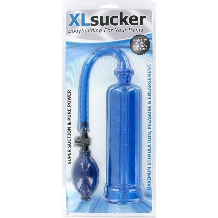 Голубая вакуумная помпа XLsucker Penis Pump. Фотография 3.