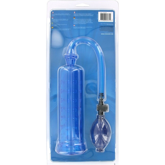Голубая вакуумная помпа XLsucker Penis Pump. Фотография 4.