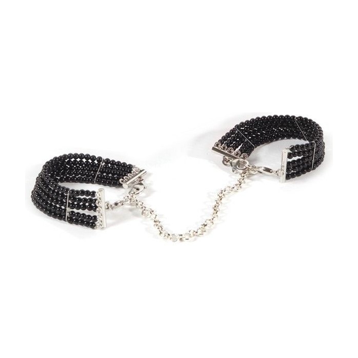 Чёрные дизайнерские наручники Plaisir Nacre Bijoux. Фотография 2.